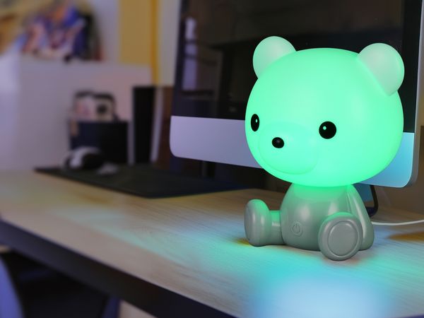 Ausgefallene USB Tischlampe Teddy mit RGB Farbwechsel, Grün, Höhe 25cm