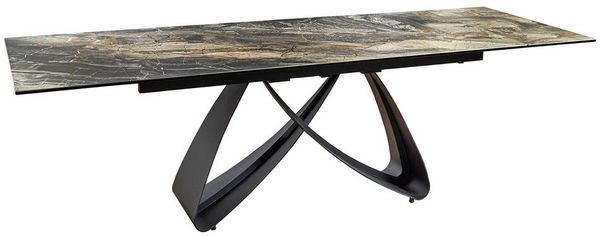 riess-ambiente Esstisch INFINITY 180-260cm taupe / schwarz · Konferenztisch mit Keramik-Platte (Einzelartikel, 1-St), ausziehbar · für 8-10 Personen · Marmor-Design · Metall · Industrial