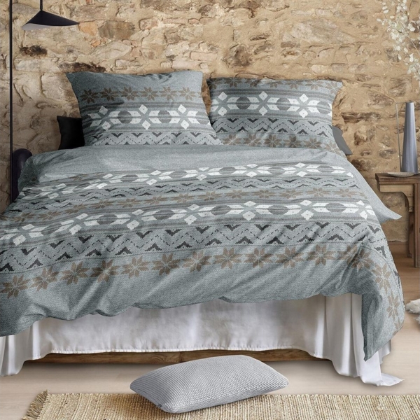 Irisette Biber Bettwäsche Panda 8621-20 Strickmuster Blau 135x200