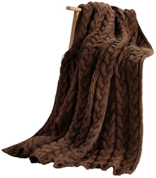 Wohndecke Kuscheldecke "Mocca" in braun, Stickmuster, 127x152 cm, Sofadecke, Dekoleidenschaft, Couchdecke, Sofa Überwurf Decke, Geschenk für Männer & Frauen