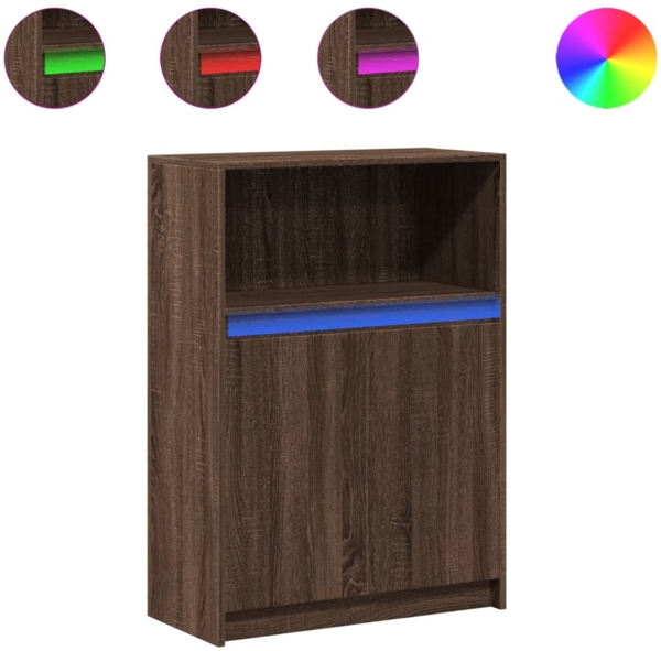 vidaXL Sideboard mit LED Braun Eichen-Optik 72x34x100 cm Holzwerkstoff 852165