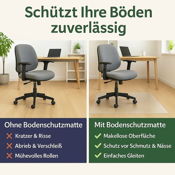 Bodenschutzmatte Transparent PVC 2,60 x 1,00 x 2 mm Zuschneidbar Bürostuhl Rutschfest Schreibtischunterlage