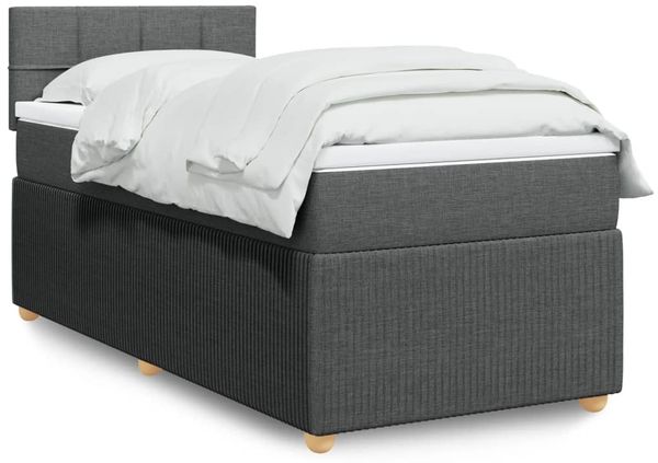vidaXL Boxspringbett mit Matratze Dunkelgrau 90x190 cm Stoff 3287312