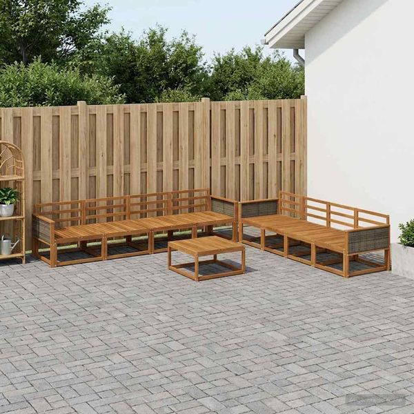 vidaXL Outdoor-Sofagarnitur 9 pcs Natur Massivholz Akazie 3382437