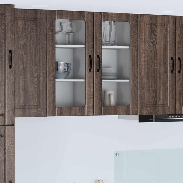 vidaXL Wandglas-Schrank PORTO 2 pcs Braun Eichen-Optik 40 x 31 x 80 cm 885350