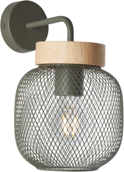 Brilliant Lampe Giada Wandleuchte oliv grün/holz Metall grün 1x A60, E27, 40 W
