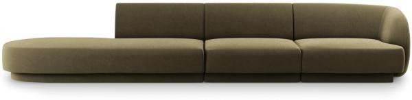 Micadoni 4-Sitzer Links Samtstoff Sofa Miley | Beinfarbe Black Plastic, Grün, Samt