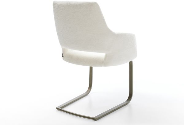 Freischwinger Yago-Flex mit Armlehnen Bouclé Soft Beige Freischwinger flach Effektfinish Titan Taschenfederkern Bild 5