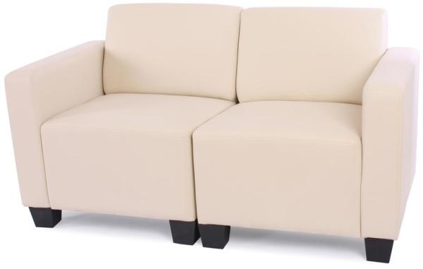 Modular 2-Sitzer Sofa Couch Lyon, Kunstleder ~ creme