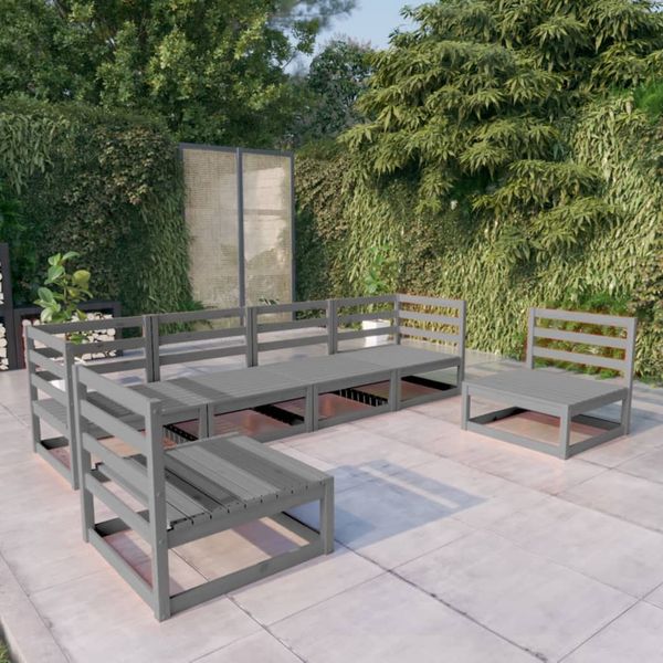 vidaXL 6-tlg. Garten-Lounge-Set Grau Massivholz Kiefer 3075401
