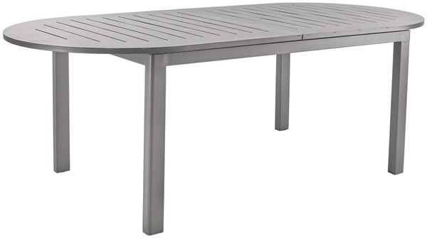 Gartenesstisch Lomma Elipse aus Aluminium, modern, ausziehbar in Taupe, 220-280x110 cm