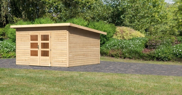 Gartenhaus Northeim 5 - 369x369 cm, 38 mm Holz naturbelassen, Karibu Bild 2