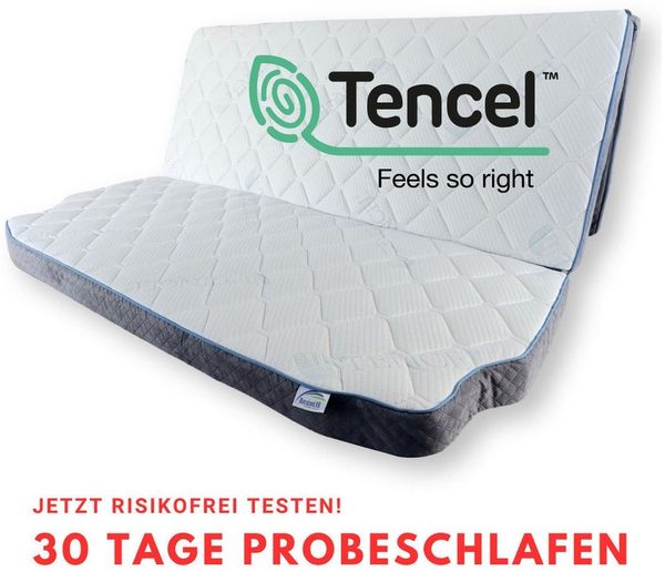 Klappmatratze für VW T5 T6 T6.1 Multiflexboard, MatratzenL.A.B®, 8 cm hoch, (Kaltschaum, Härtegrad H3 fest), 8x148x185 oder 8x148x198 cmTENCEL™ Lyocell® und Alcantara Polsterstoff