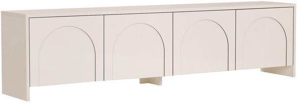 Modern Cream TV Stand, 180 cm Wide, 45 cm High, 32 cm Deep | 100% Melamine Coated Particle Board, 18 mm Thick | Stylish Scandinavian Design, Perfect for Living Room & Entertainment Spaces
