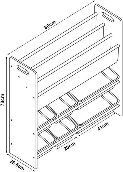 Kinderregal Rødøy 78x86x27 cm mit Dinosaurier Motiv [en. casa] Bild 3