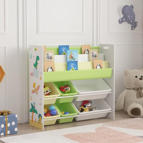 Kinderregal Rødøy 78 x 86 x 27 cm mit Dinosaurier Motiv [en. casa]