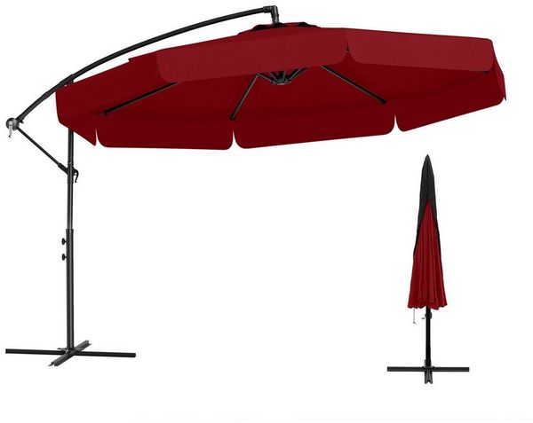 COSTWAY Sonnenschirm, Ampelschirm mit Volant, Schutzhülle, neigbar, für Balkon