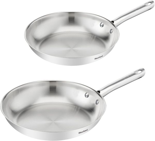 Tefal Pfannen-Set Duetto On, Edelstahl (Set, 2-tlg), 24/28 cm, unversiegelt, Induktion, genieteter Griff, backofengeeignet