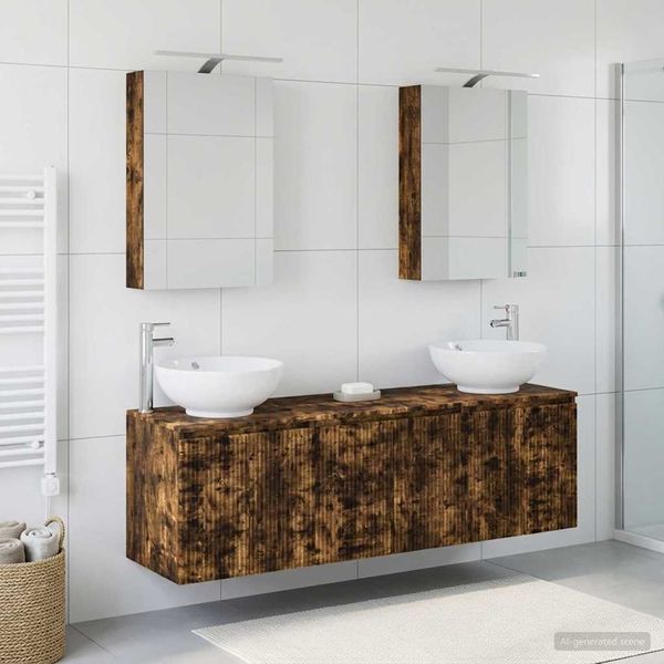 vidaXL Badezimmerschrank-Set 5 pcs Geräucherte Eiche Holzwerkstoff 3406475
