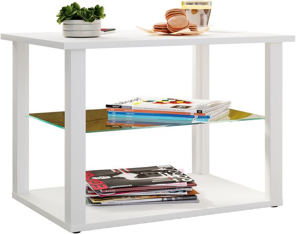 VCM Beistelltisch & Couchtisch Wanilo 919456 Weiß H. 45 x B. 65 x T. 45 cm