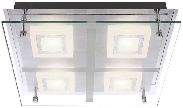 LED Deckenlampe, Chrom, Glas klar satiniert, L 28,5 cm