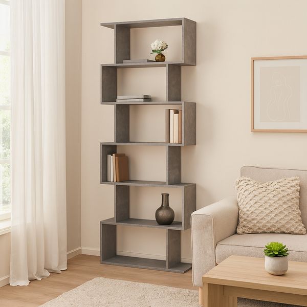 HTI-Living Bücherregal Regal 70x189 Thekla Beton, Stück 1-tlg, Standregal mit 6 Fächern Raumteiler