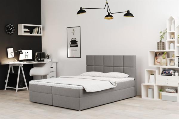 Boxspringbett Schlafzimmerbett FRASCO 200x200cm in Stoff Jasmine Beige