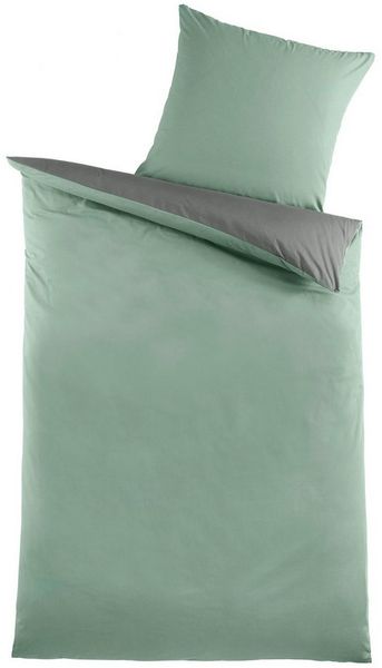 Optidream Bettwäsche Set Renforcé 135x200 Baumwolle salbei-grau grau, Renforcé, 2 teilig, Sommer Geschenke Idee Frauen Männer weich sale Reißverschluss Partner