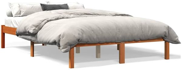 Doppelbett, Betten für Erwachsene, Massivholzbett ohne Matratze Wachsbraun 140x200 cm Kiefernholz de3925