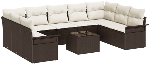 vidaXL Gartensofa-set mit Kissen 10 pcs Braun Poly-Rattan 3345528