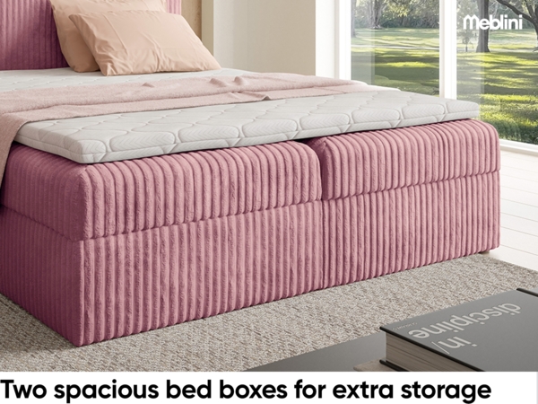 MEBLINI Boxspringbett TYLA 160x200 cm mit Bettkasten – H3/Rosa Plüsch Polsterbett - Doppelbett mit Topper & Bonellfederkern-Matratze Bild 4