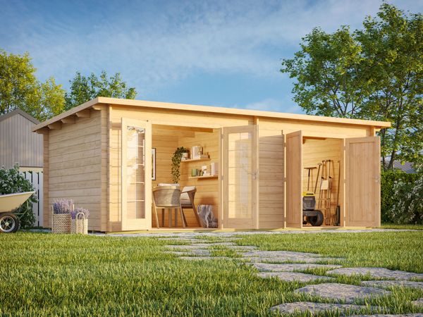 Pultdach Gartenhaus Ezra 6P Lichtgrau