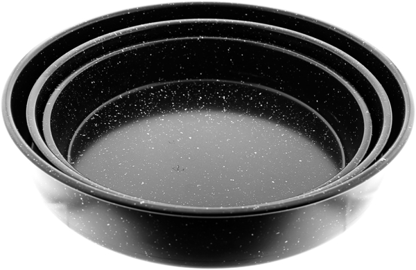 Backbelch 3er Set in Schwarz Backofenblech Tepsi aus Granit Ø28/Ø32/Ø36 cm