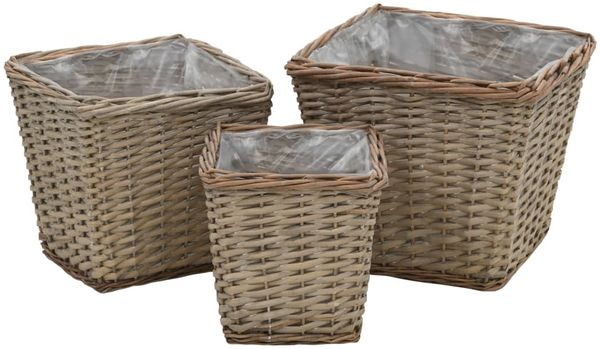 vidaXL Hochbeet 3-tlg. Weide mit PE-Auskleidung 246833