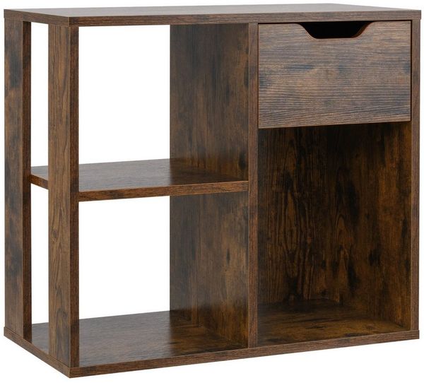 COSTWAY Bücherregal Beistelltisch, mit Schubalde & Fächern, 60x30x52cm