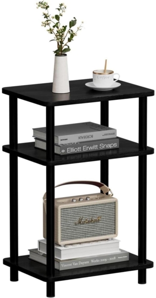 Modernes 3 Tier Beistelltisch Holz Schwarz, 40x30x61.5cm