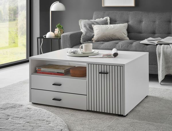 INOSIGN Couchtisch Hudson, in moderner Trendfarbe, Griffe aus Metall (Schwarz), Breite 90 cm