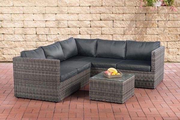 CLP Ecksofa-Garnitur Liberi 5mm Ecksofa-Garnitur Polyrattan,grau-meliert anthrazit