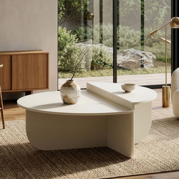 Couchtisch Tondesdaslo mit doppelter Tischplatte 90x90x35 cm Weiß [en. casa]