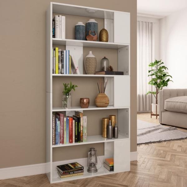 vidaXL Bücherregal/Raumteiler Hochglanz-Weiß 80x24x159 cm 800105