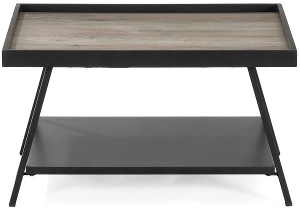 Moderner Couchtisch CUDA 70x70 cm Altholz-Look schwarzes Metallgestell Bild 2