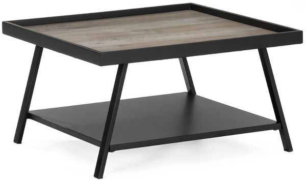 Moderner Couchtisch CUDA 70x70 cm Altholz-Look schwarzes Metallgestell