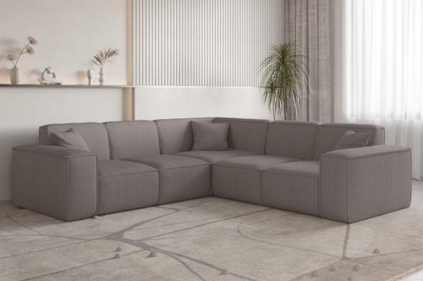 Ecksofa Designersofa CELES PREMIUM in Stoff Scala Taupe Seite Universal