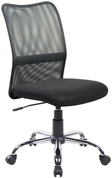 Dmora Stuhl mit Rädern Maysak, Mesh-Arbeitsstuhl, ergonomischer Bürositz, 57x46h90/100 cm, Schwarz Bild 1