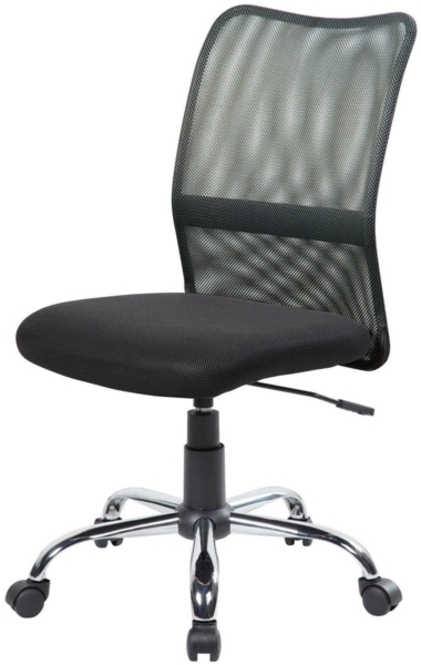 Dmora Stuhl mit Rädern Maysak, Mesh-Arbeitsstuhl, ergonomischer Bürositz, 57x46h90/100 cm, Schwarz Bild 2