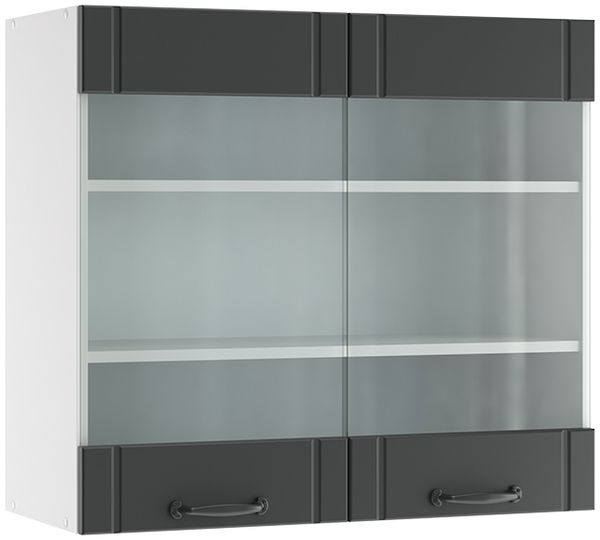 Küchenglasschrank Fame-Line Anthrazit Landhaus 80 cm Vicco