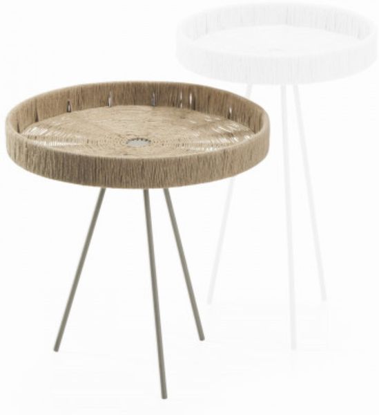 TAHITI leichter Beistelltisch - mit stilvoller Jutebespannung Outdoor Ø 45cm