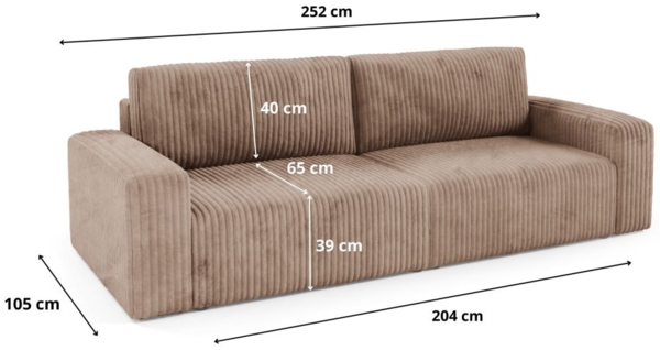 Sofa 3-Sitzer mit Schlaffunktion NATALIA in Stoff Tilia Beige Bild 6