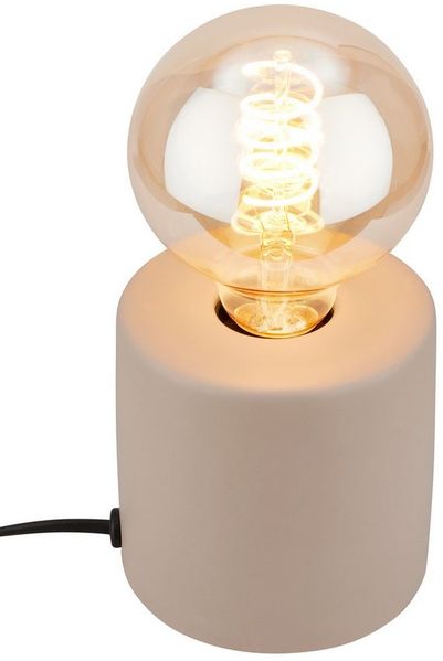 BRILONER - Tischlampe mit Kabelschalter, Keramikfuß, E27, max. 10W, Nachttischlampe, Lampe, Schreibtischlampe, Tischleuchte, Bürolampe, Leselampe Bett, Leselicht, 10x10,3 cm, Beige