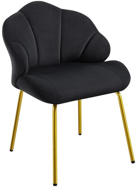 Yaheetech Esszimmerstuhl Loungesessel in Muschelform, Schreibtischstuhl Ohrensessel Polsterstuhl mit Metallbeinen, Schaumstoff Schwarz, 78 x 60,5 x 55 cm